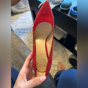 Vince Camuto red leather suede shoes